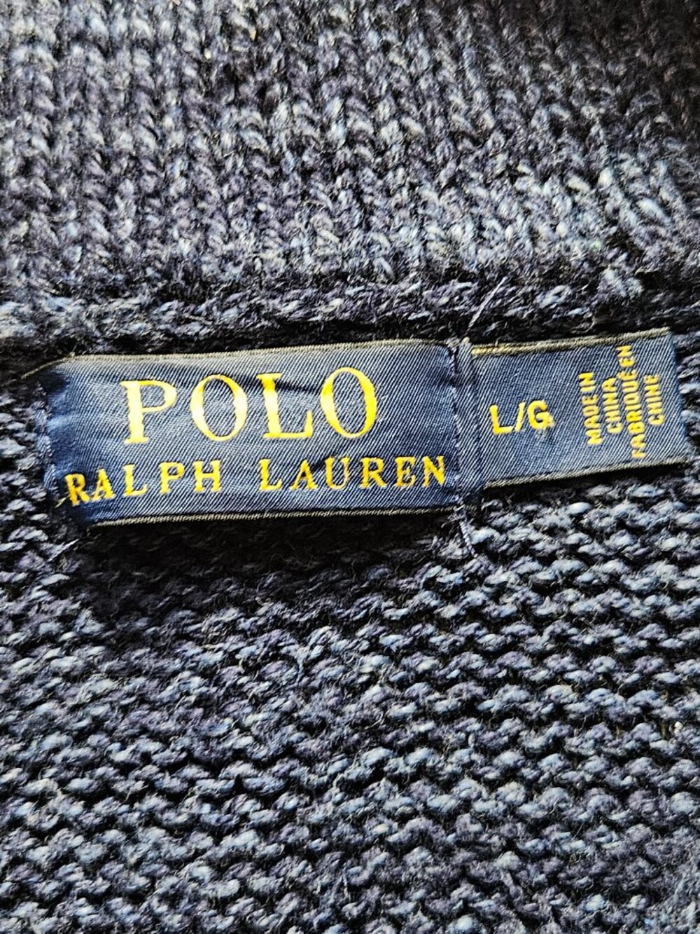 Polo Ralph Lauren Mens Size L Heather Navy Blue Shawl Collar Button Cardigan 24 - Picture 6 of 9
